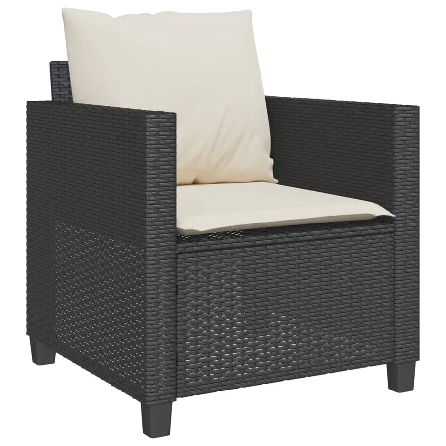 Ensemble de bistro 3 pcs avec coussins noir résine tressée - 4
