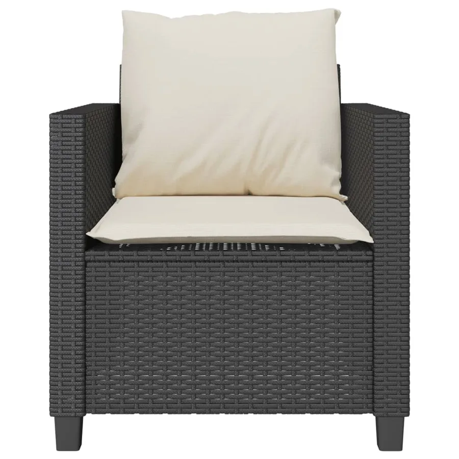 Ensemble de bistro 3 pcs avec coussins noir résine tressée - 5