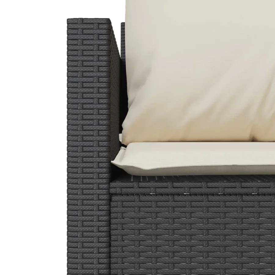 Ensemble de bistro 3 pcs avec coussins noir résine tressée - 6