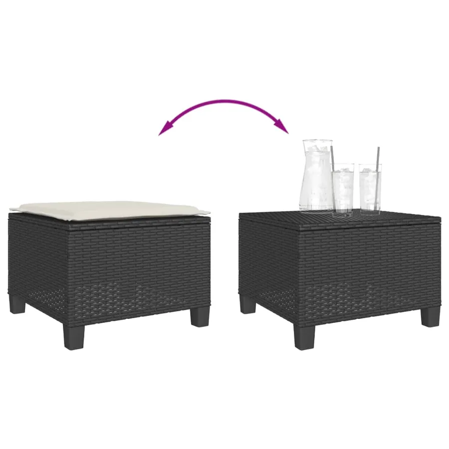 Ensemble de bistro 3 pcs avec coussins noir résine tressée - 9