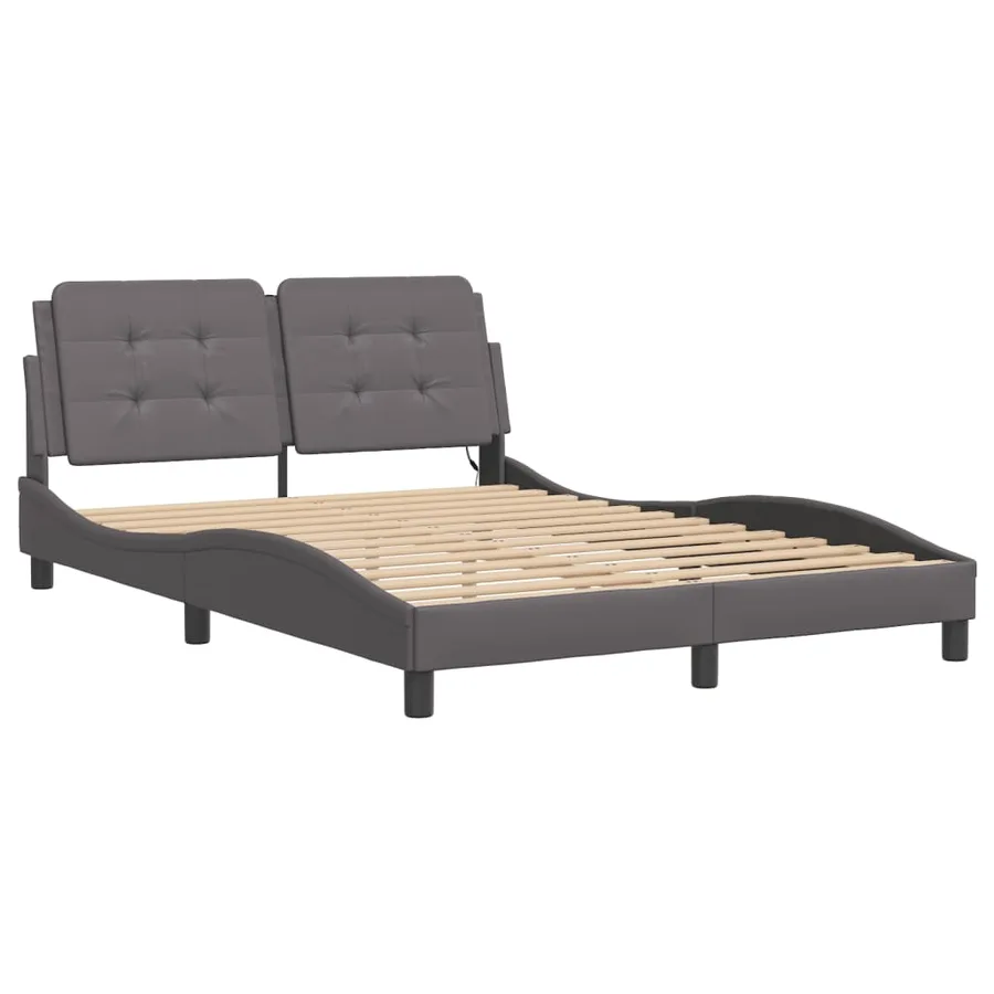 Cadre de lit avec LED sans matelas Zadar gris 140x200 cm - 3