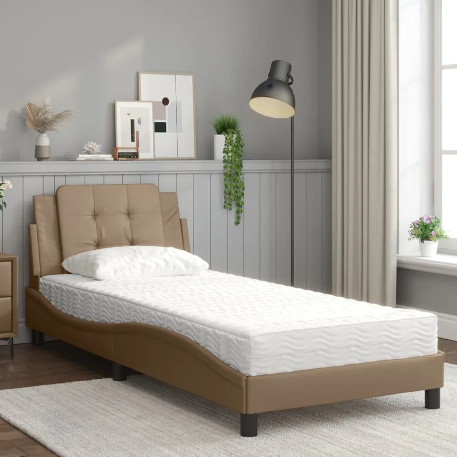Cadre de lit sans matelas Zadar cappuccino 90x190 cm similicuir - 3