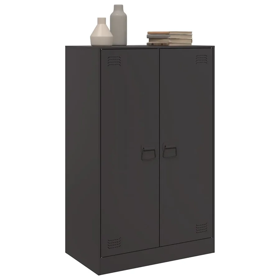 Buffet noir 67x39x107 cm acier - 5