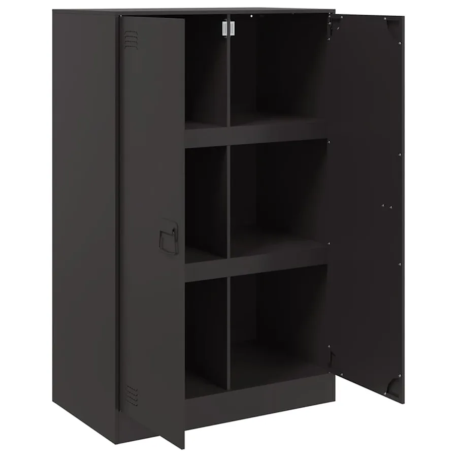 Buffet noir 67x39x107 cm acier - 7