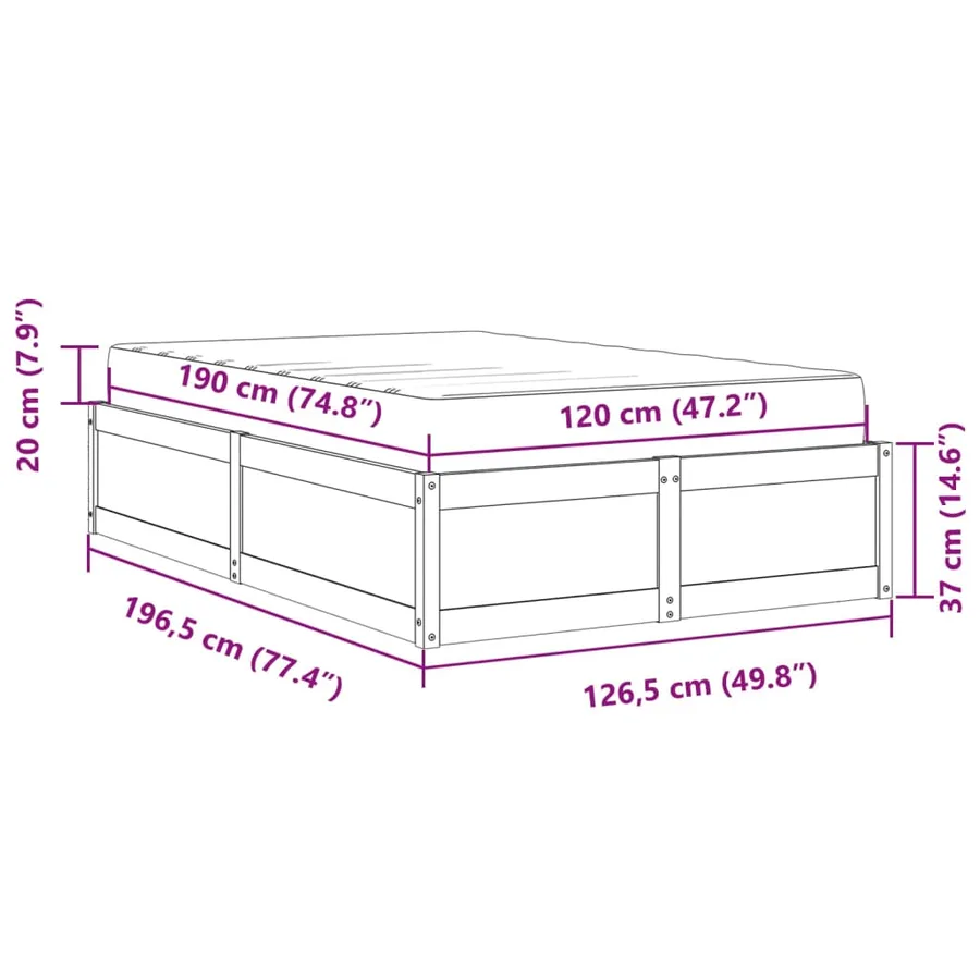 Lit avec matelas cire marron 120x190 cm bois massif de pin - 13