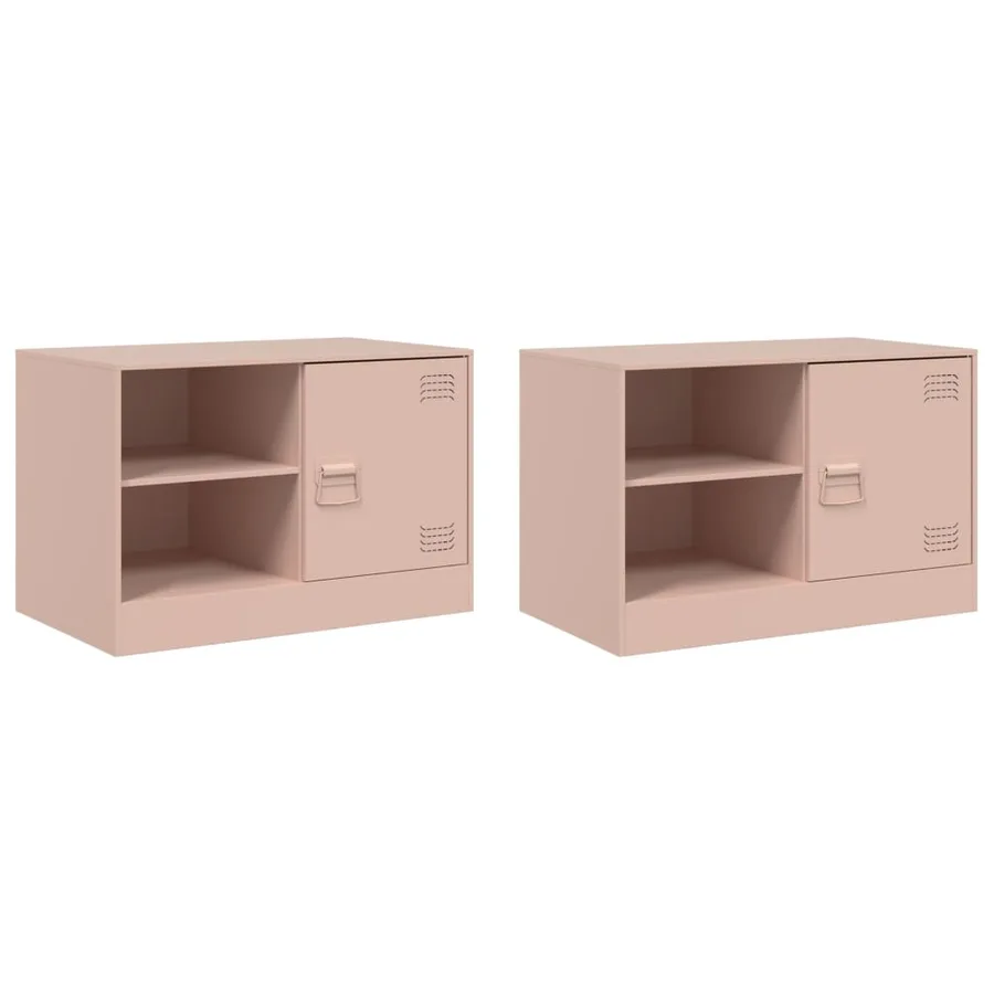 Meubles TV 2 pcs rose 67x39x44 cm acier - 2