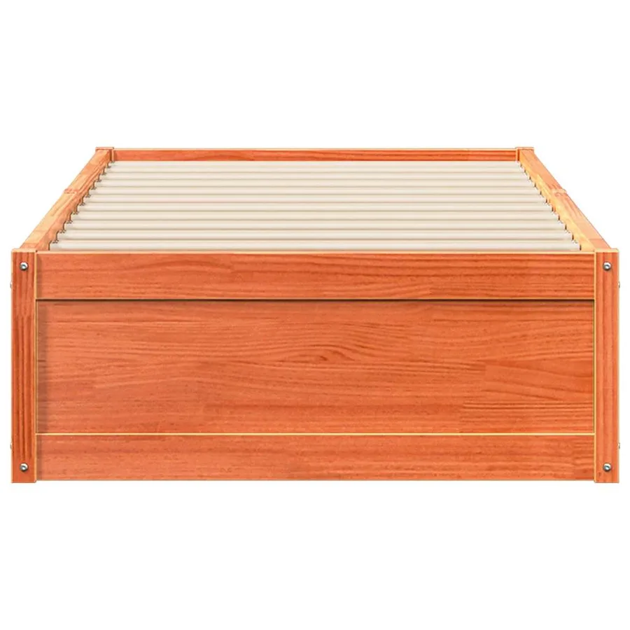 Cadre de lit sans matelas cire marron 100x200cm bois pin massif - 4