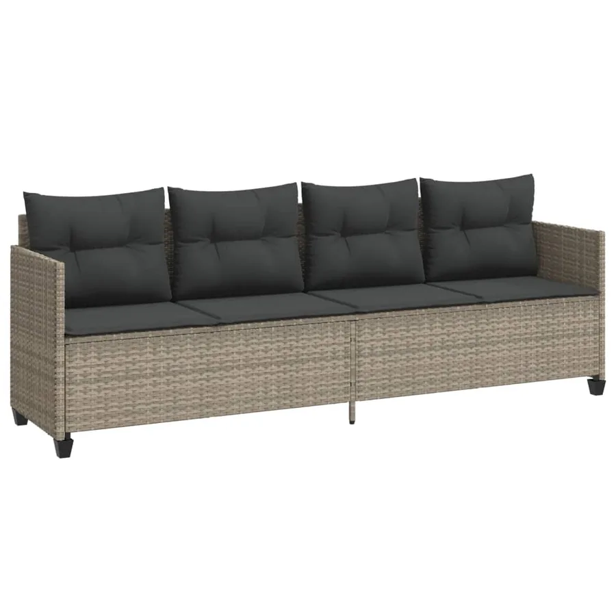 Salon de jardin 5 pcs avec coussins gris clair résine tressée - 3