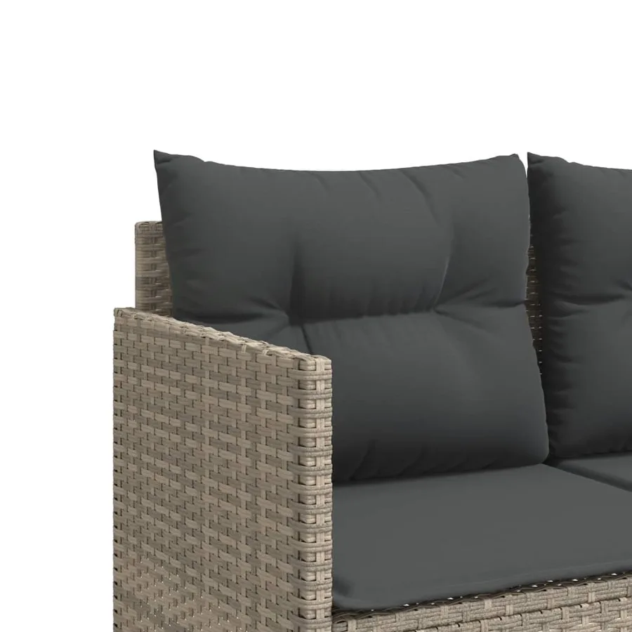 Salon de jardin 5 pcs avec coussins gris clair résine tressée - 6