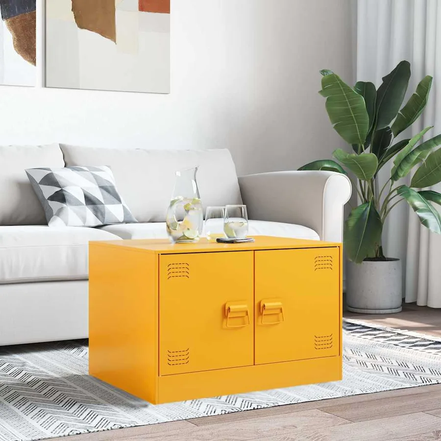 Table basse Jaune moutarde 67x50x44 cm acier - 3