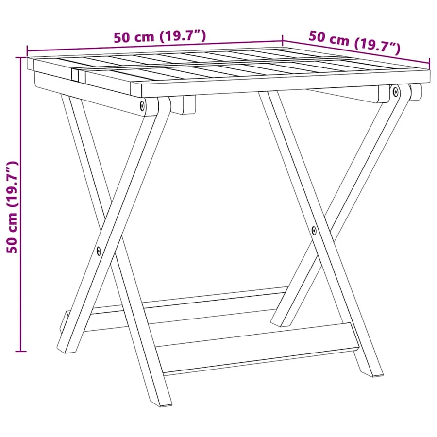Ensemble à manger de jardin pliable 3 pcs bois d'acacia massif - 10