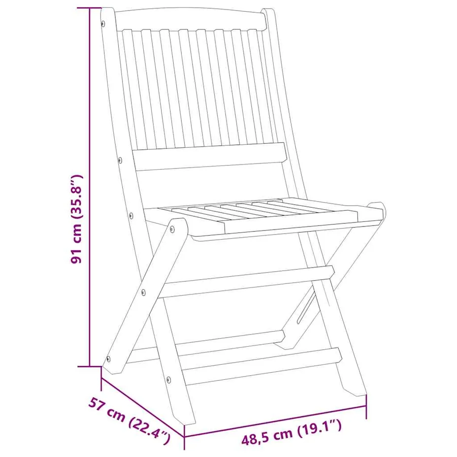 Ensemble à manger de jardin pliable 3 pcs bois d'acacia massif - 11