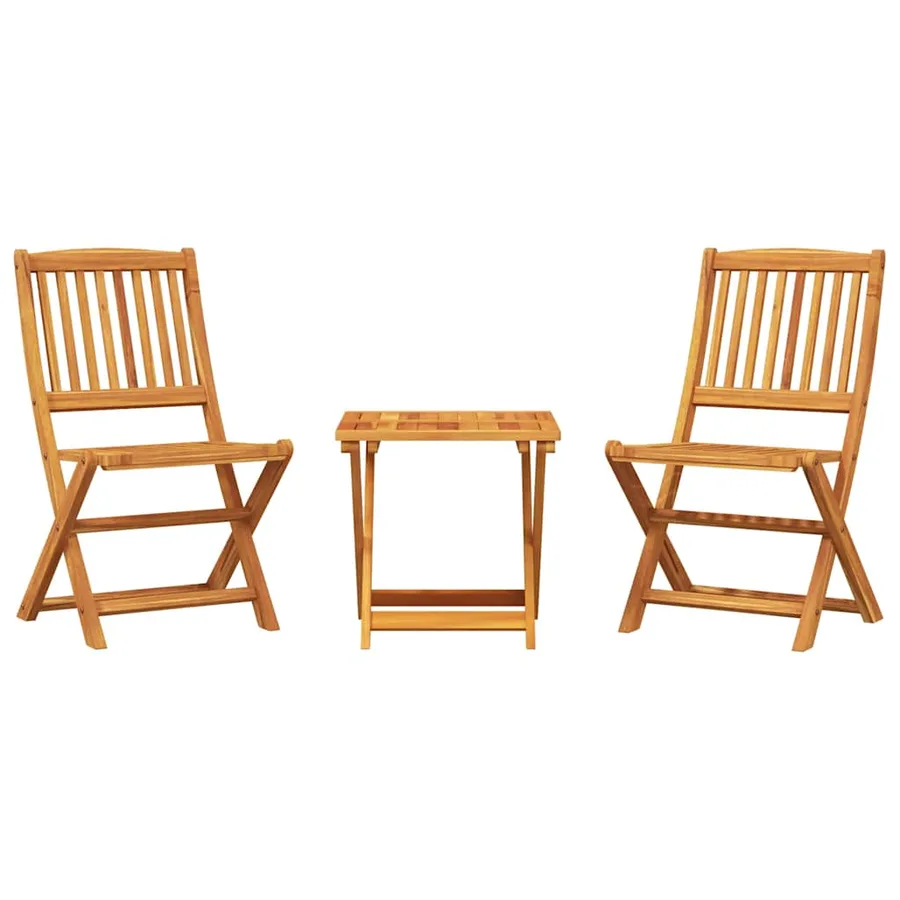Ensemble à manger de jardin pliable 3 pcs bois d'acacia massif - 2