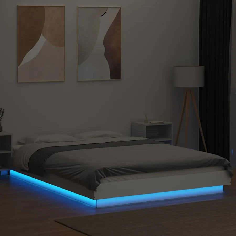 Cadre de lit avec lumières LED sans matelas blanc 120x190 cm - 4