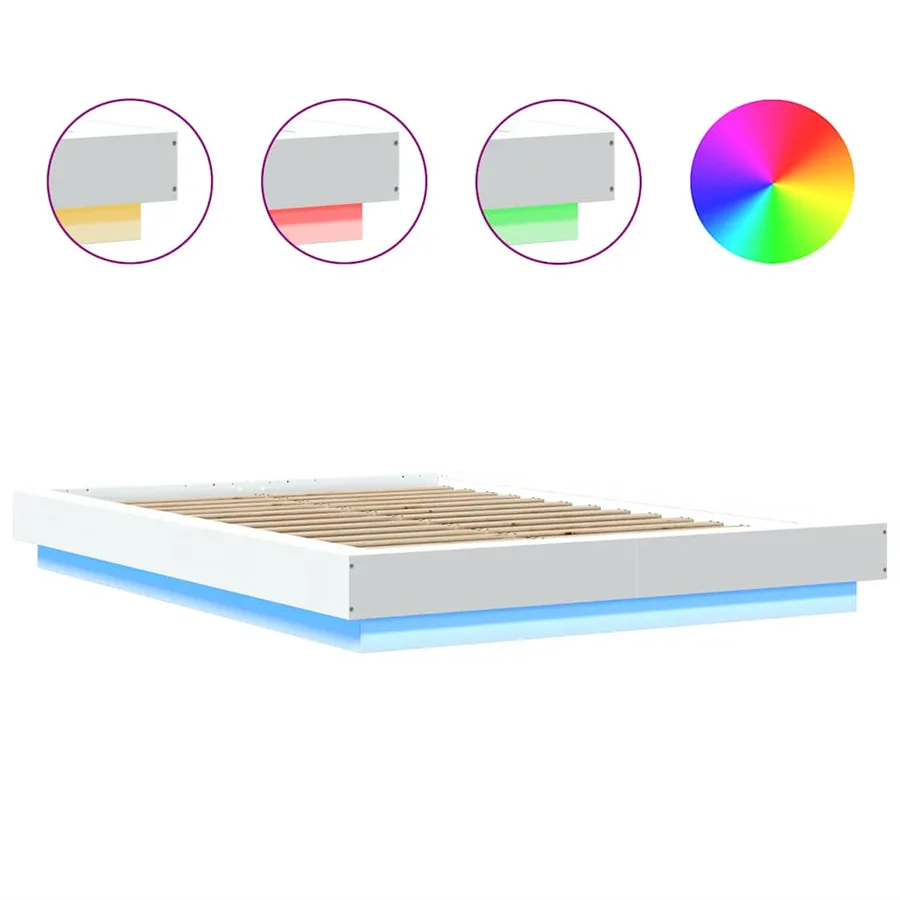 Cadre de lit avec lumières LED sans matelas blanc 120x190 cm - 8
