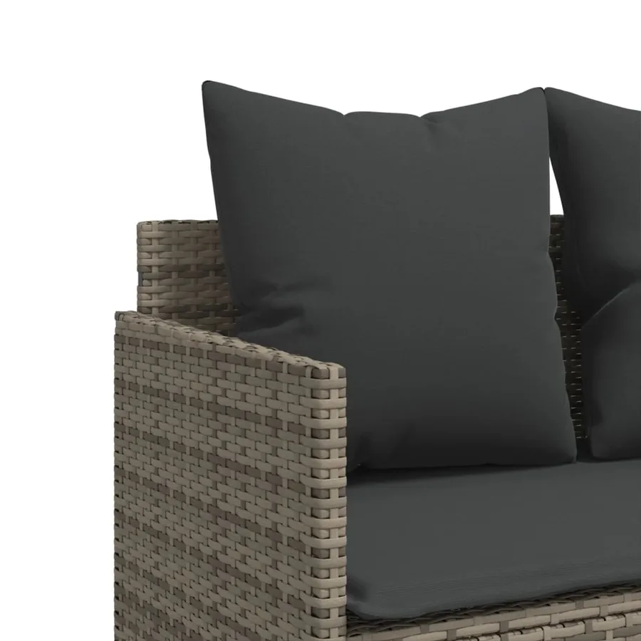 Salon de jardin 5 pcs avec coussins gris résine tressée - 6