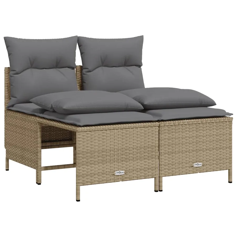 Salon de jardin avec coussins 4 pcs beige résine tressée - 2