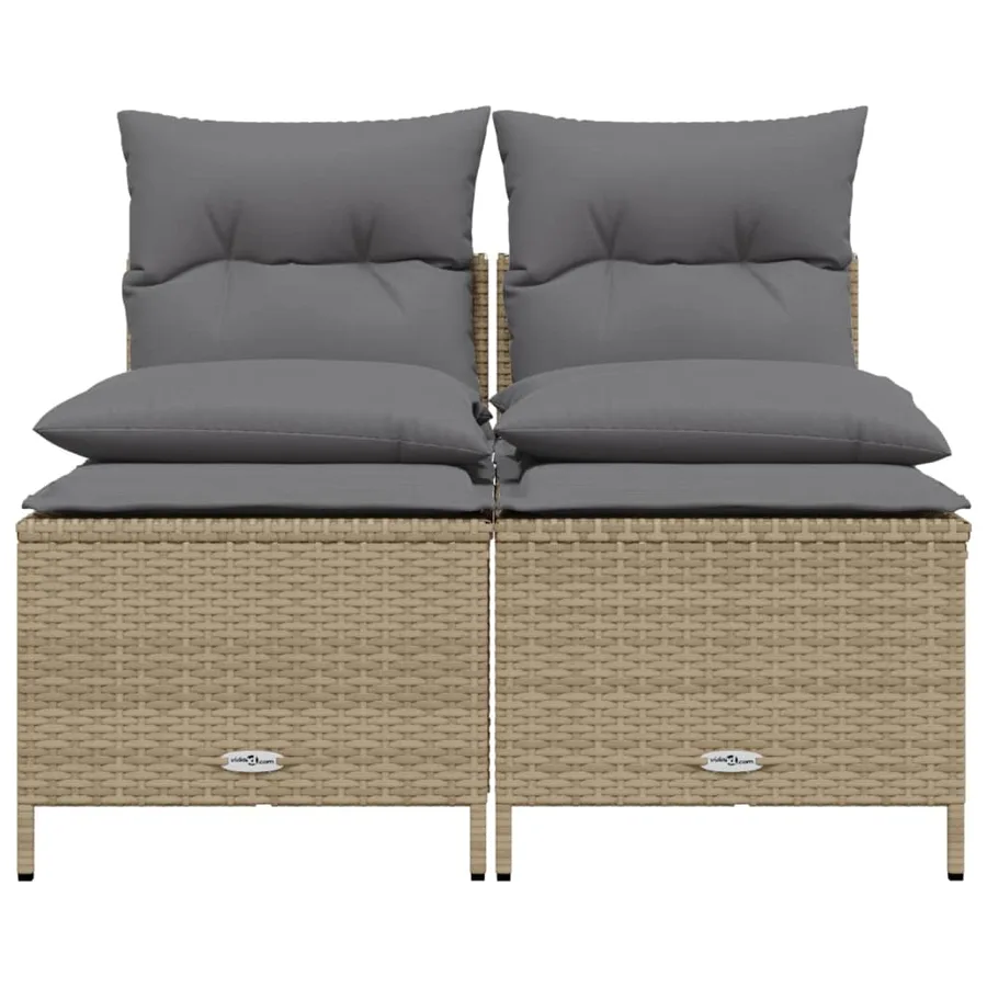 Salon de jardin avec coussins 4 pcs beige résine tressée - 3