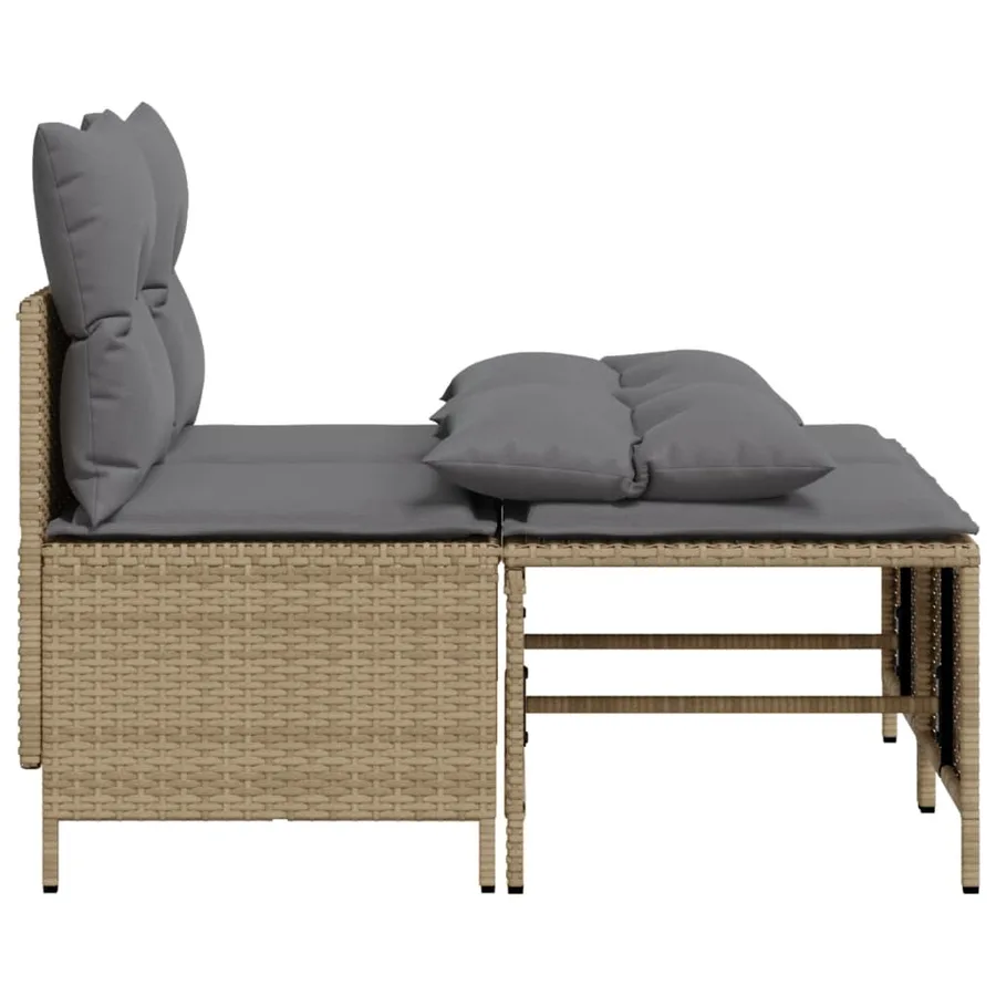 Salon de jardin avec coussins 4 pcs beige résine tressée - 4