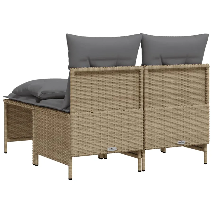 Salon de jardin avec coussins 4 pcs beige résine tressée - 5