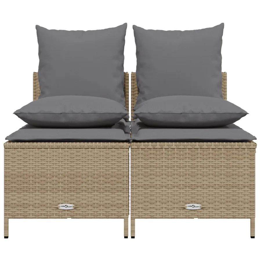 Salon de jardin avec coussins 4 pcs beige résine tressée - 3