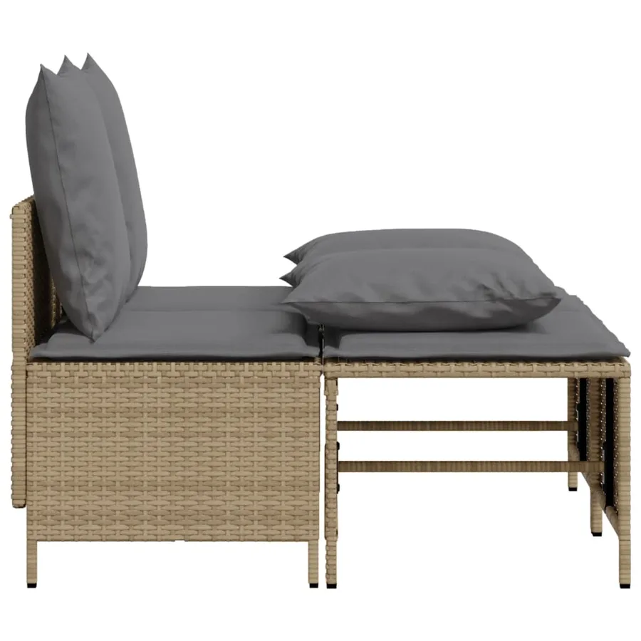 Salon de jardin avec coussins 4 pcs beige résine tressée - 4