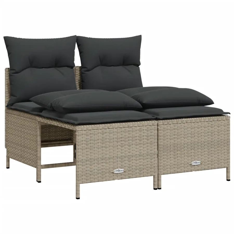 Salon de jardin 4 pcs avec coussins gris clair résine tressée - 2