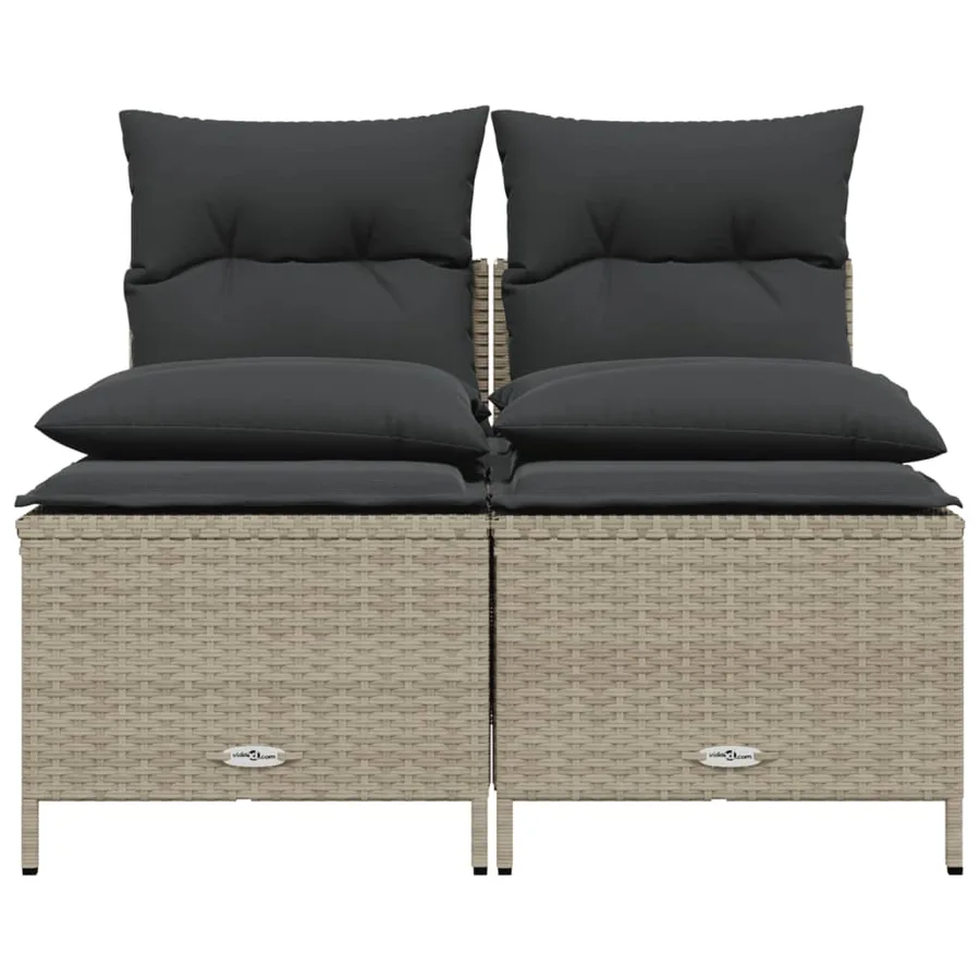 Salon de jardin 4 pcs avec coussins gris clair résine tressée - 3