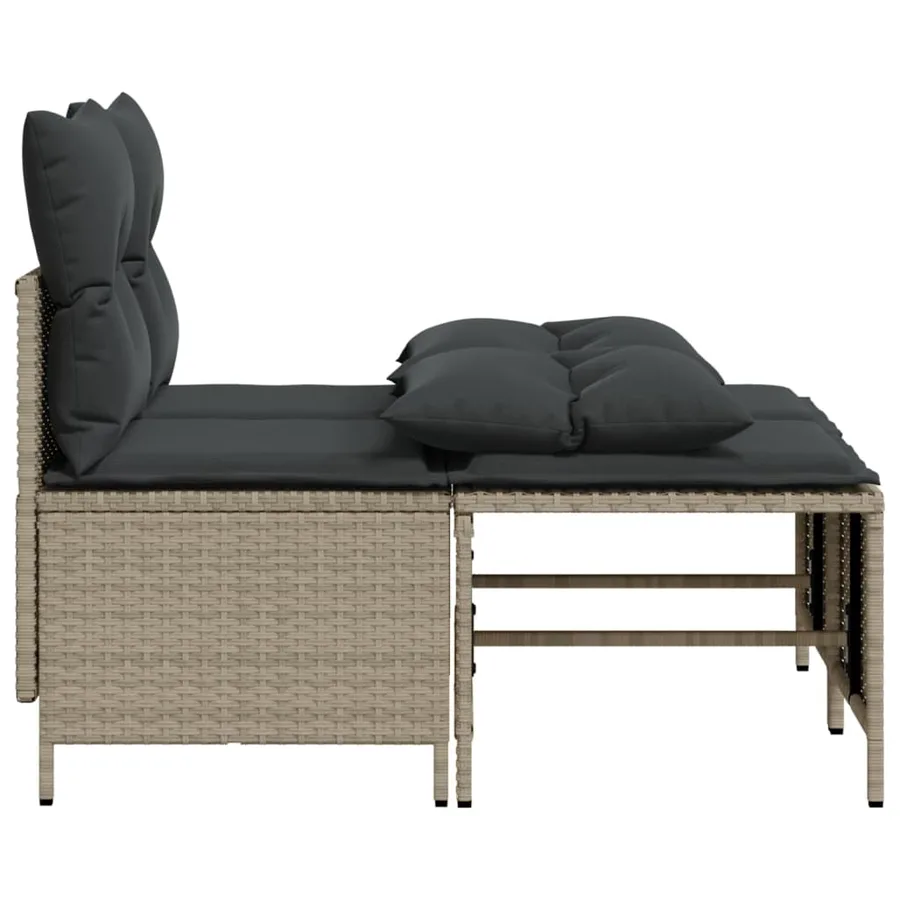Salon de jardin 4 pcs avec coussins gris clair résine tressée - 4
