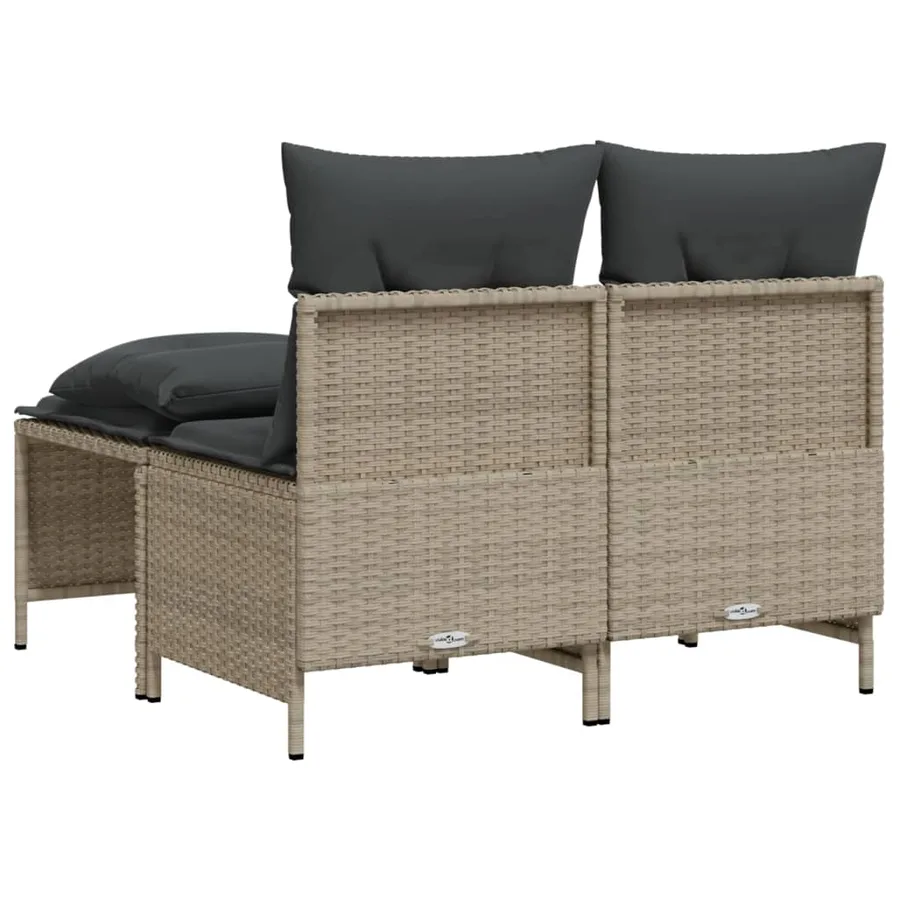 Salon de jardin 4 pcs avec coussins gris clair résine tressée - 5