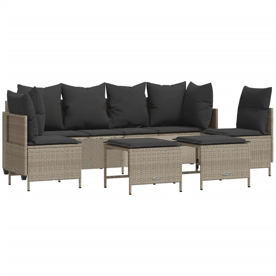 Salon de jardin 5 pcs avec coussins gris clair résine tressée - 2