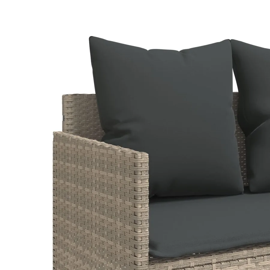 Salon de jardin 5 pcs avec coussins gris clair résine tressée - 6
