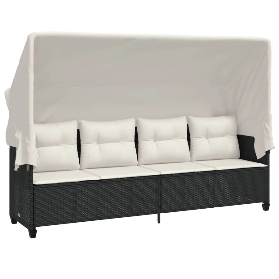 Salon de jardin 5 pcs avec coussins noir résine tressée - 3
