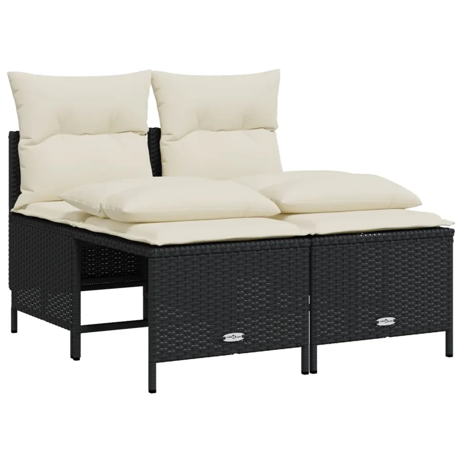 Salon de jardin 5 pcs avec coussins noir résine tressée - 4