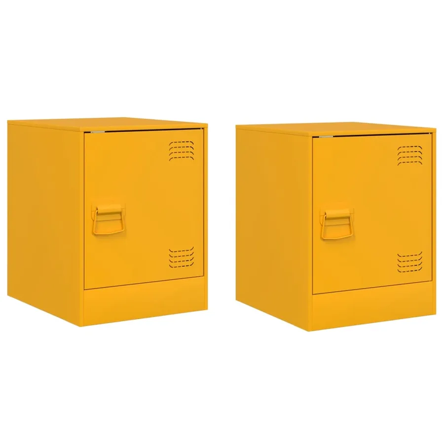 Tables de chevet 2 pcs jaune moutarde 34,5x39x44 cm acier - 2