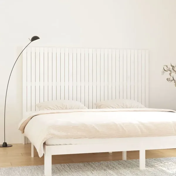 Tête de lit murale Blanc 204x3x110 cm Bois massif de pin