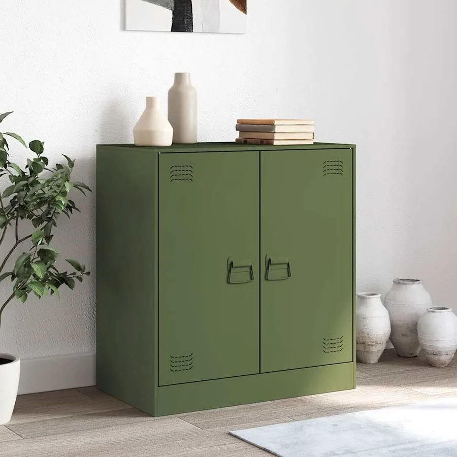 Buffet vert olive 67x39x73 cm acier - 3