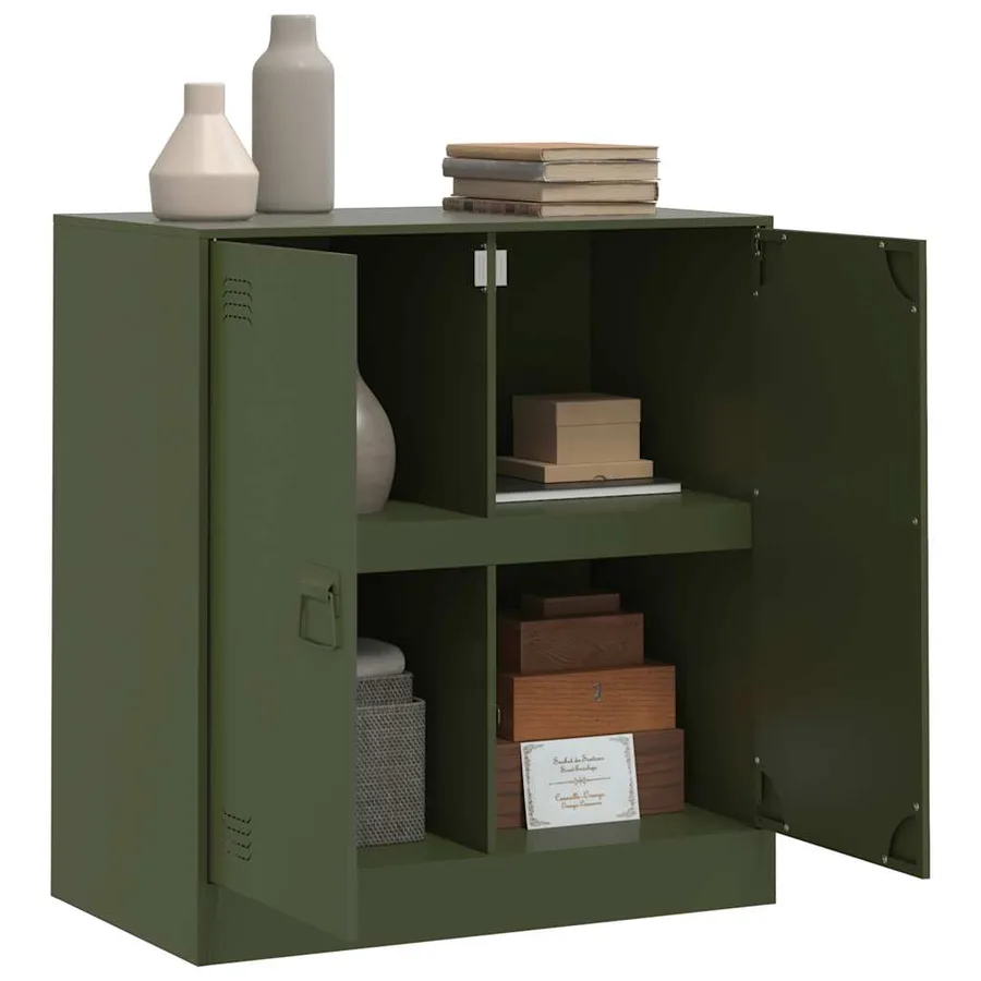 Buffet vert olive 67x39x73 cm acier - 5