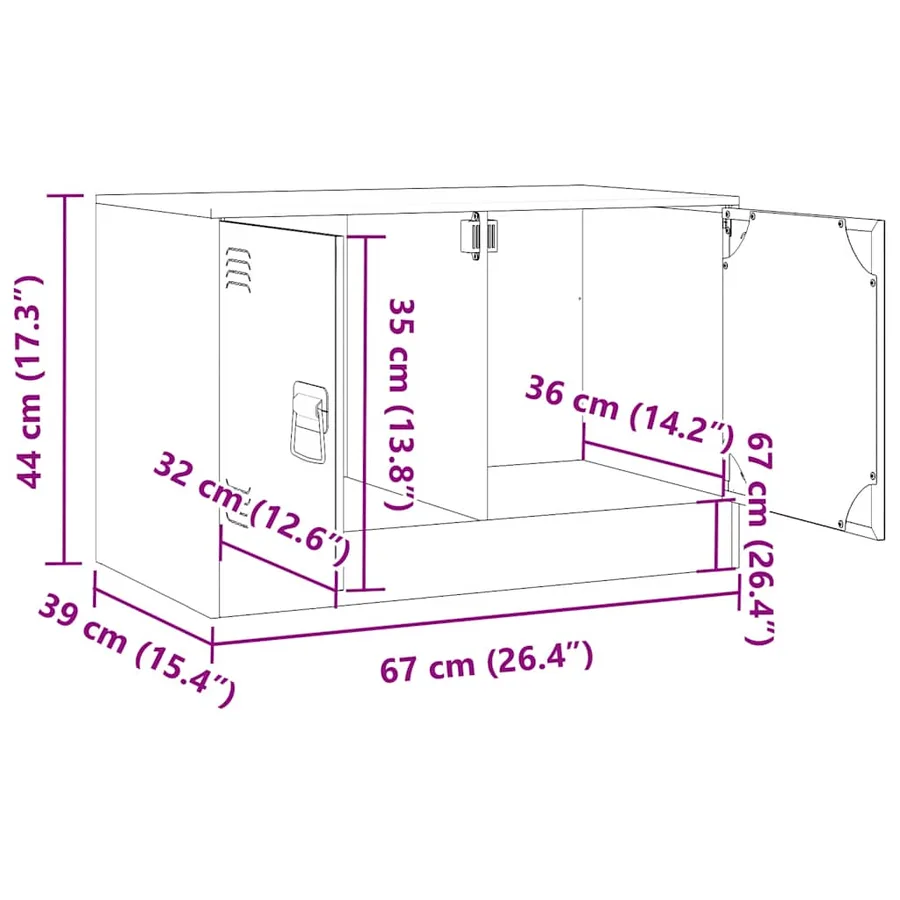 Meuble TV anthracite 67x39x44 cm acier - 14