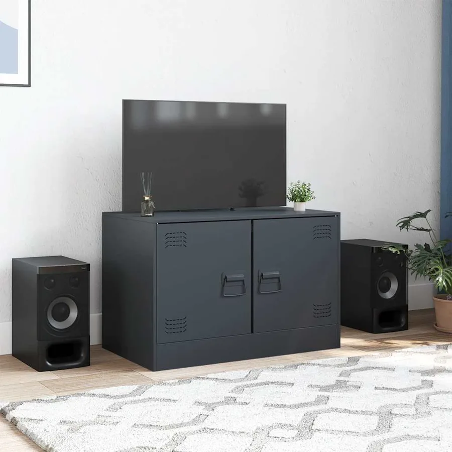 Meuble TV anthracite 67x39x44 cm acier - 3