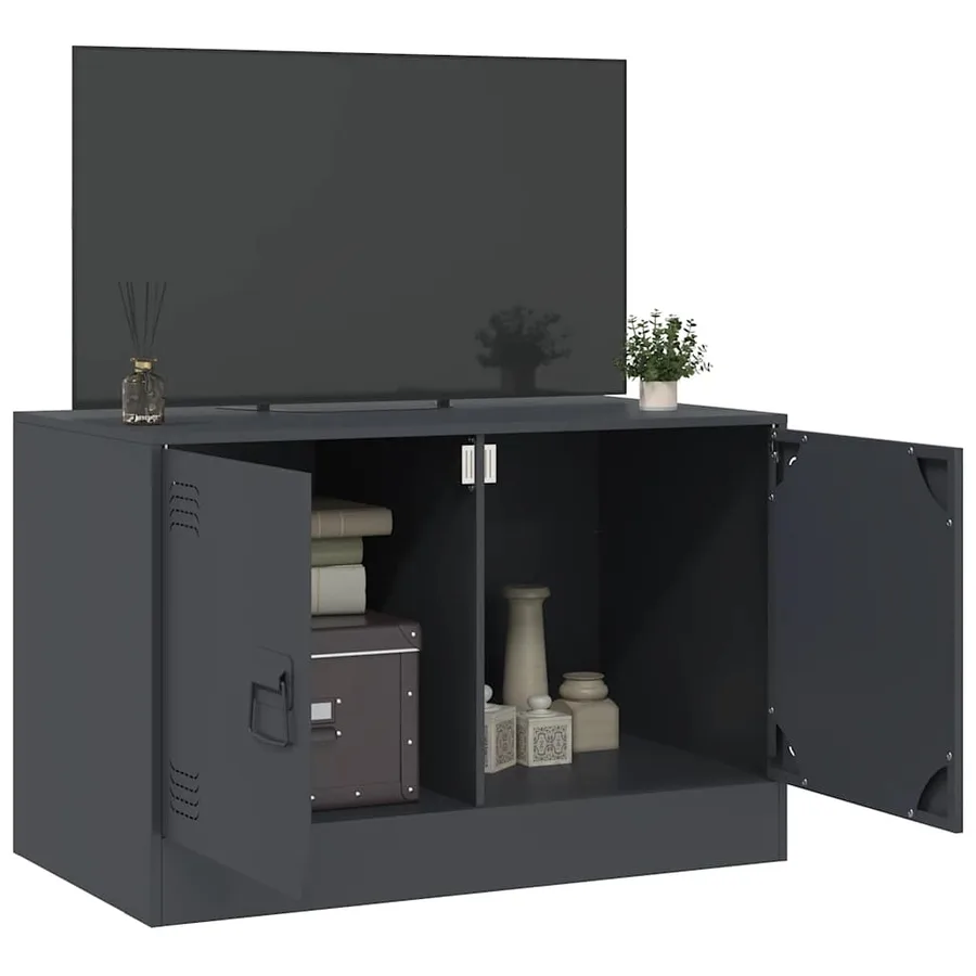 Meuble TV anthracite 67x39x44 cm acier - 4