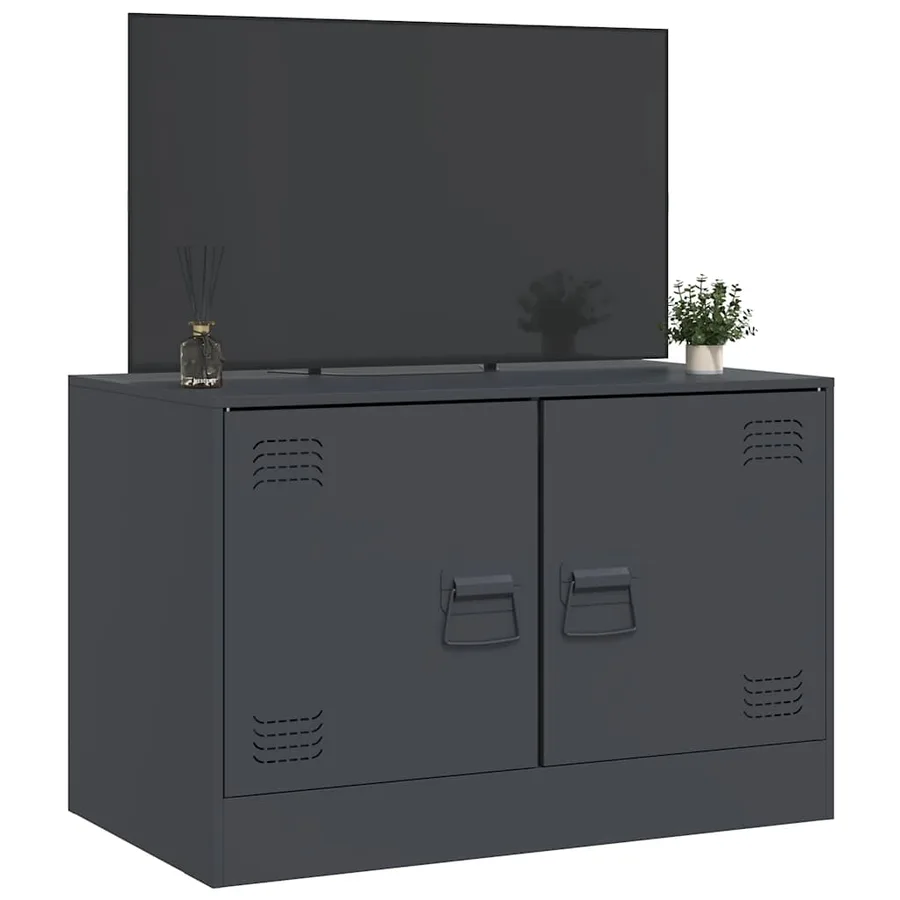 Meuble TV anthracite 67x39x44 cm acier - 5