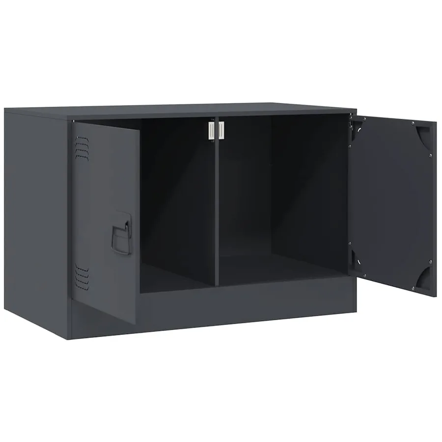 Meuble TV anthracite 67x39x44 cm acier - 7