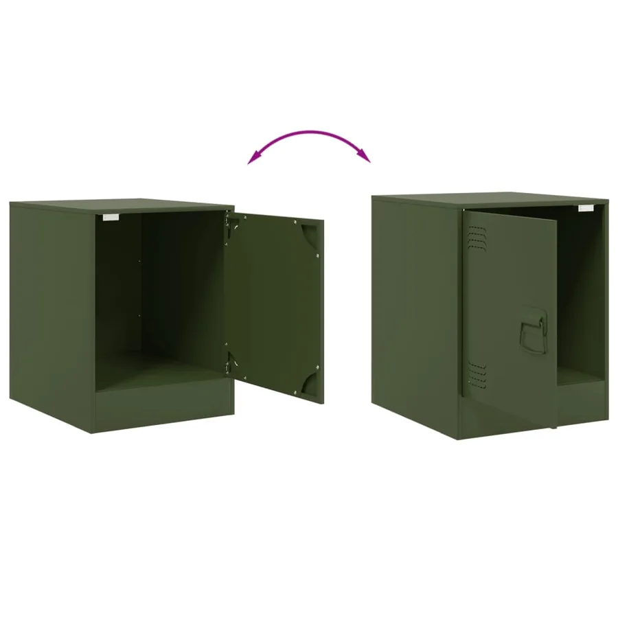 Tables de chevet 2 pcs vert olive 34,5x39x44 cm acier - 10