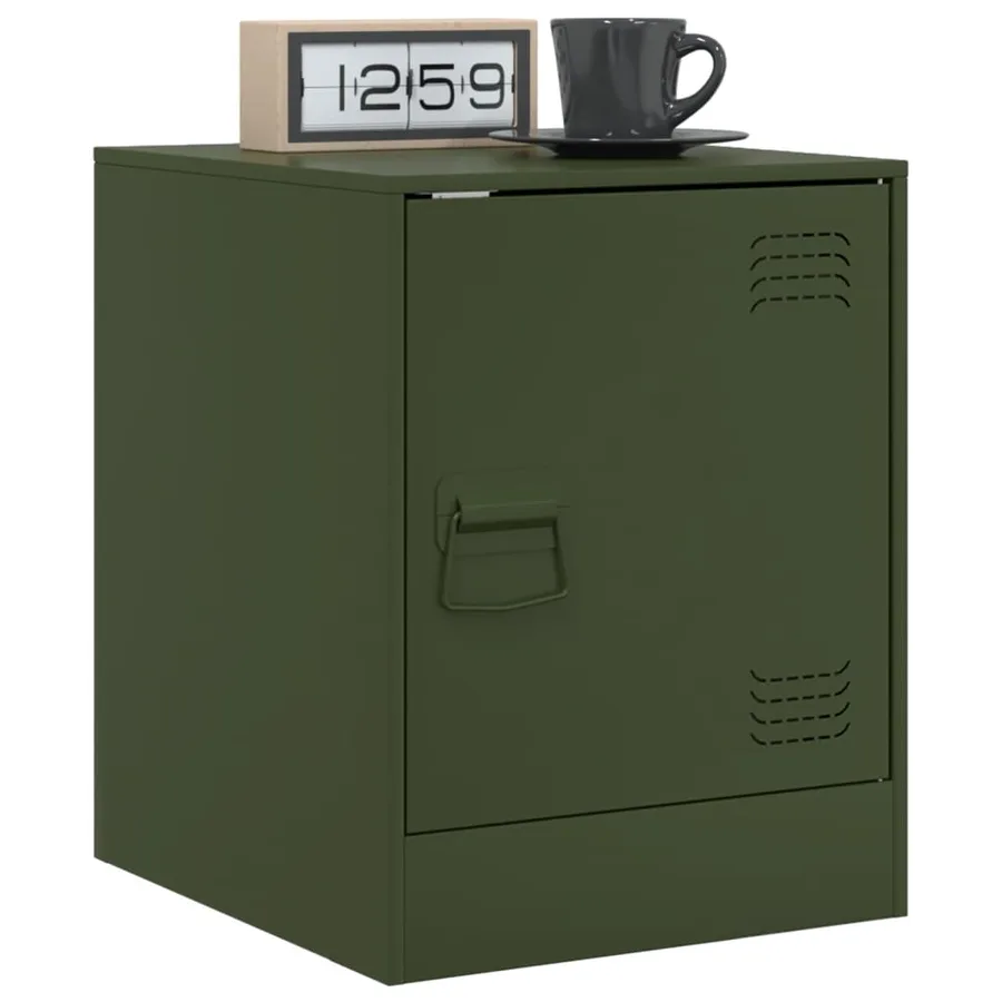 Tables de chevet 2 pcs vert olive 34,5x39x44 cm acier - 3