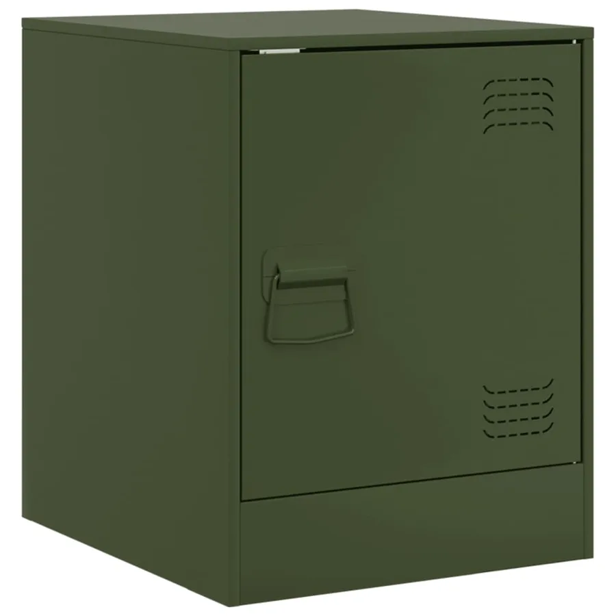 Tables de chevet 2 pcs vert olive 34,5x39x44 cm acier - 7