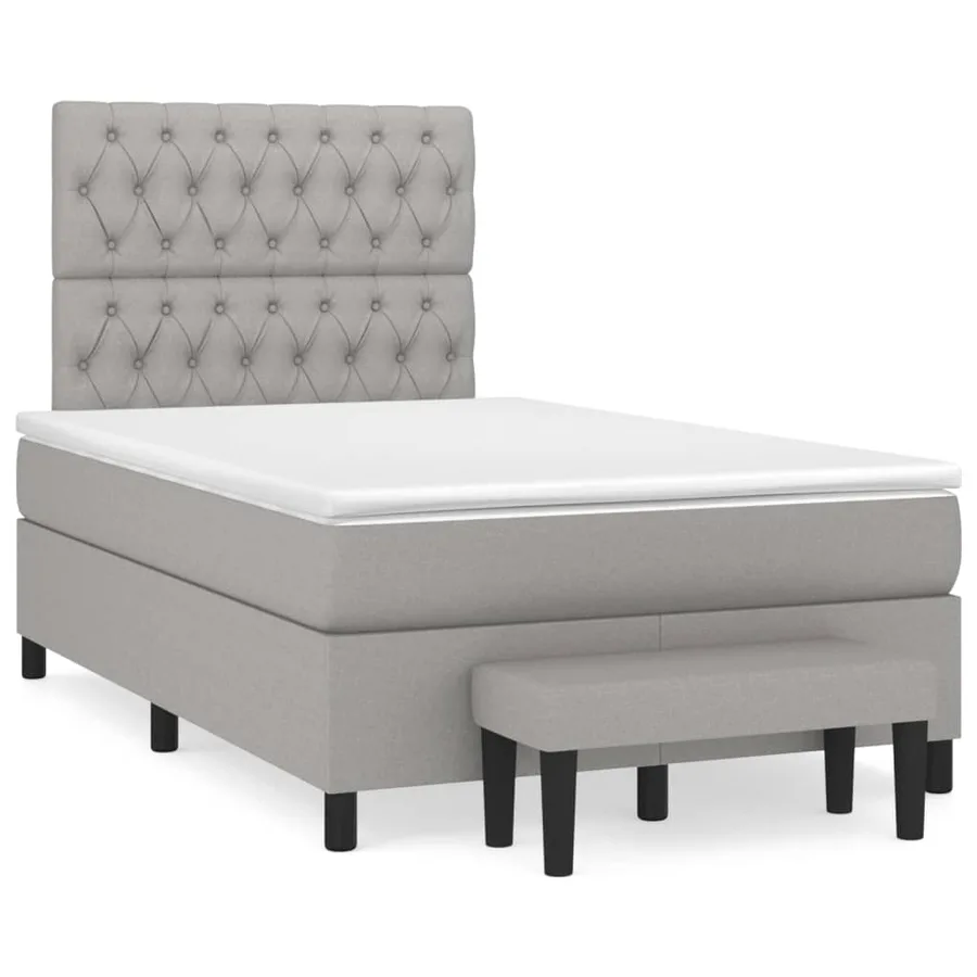 Sommier à lattes de lit avec matelas Gris clair 120x200cm Tissu - 2