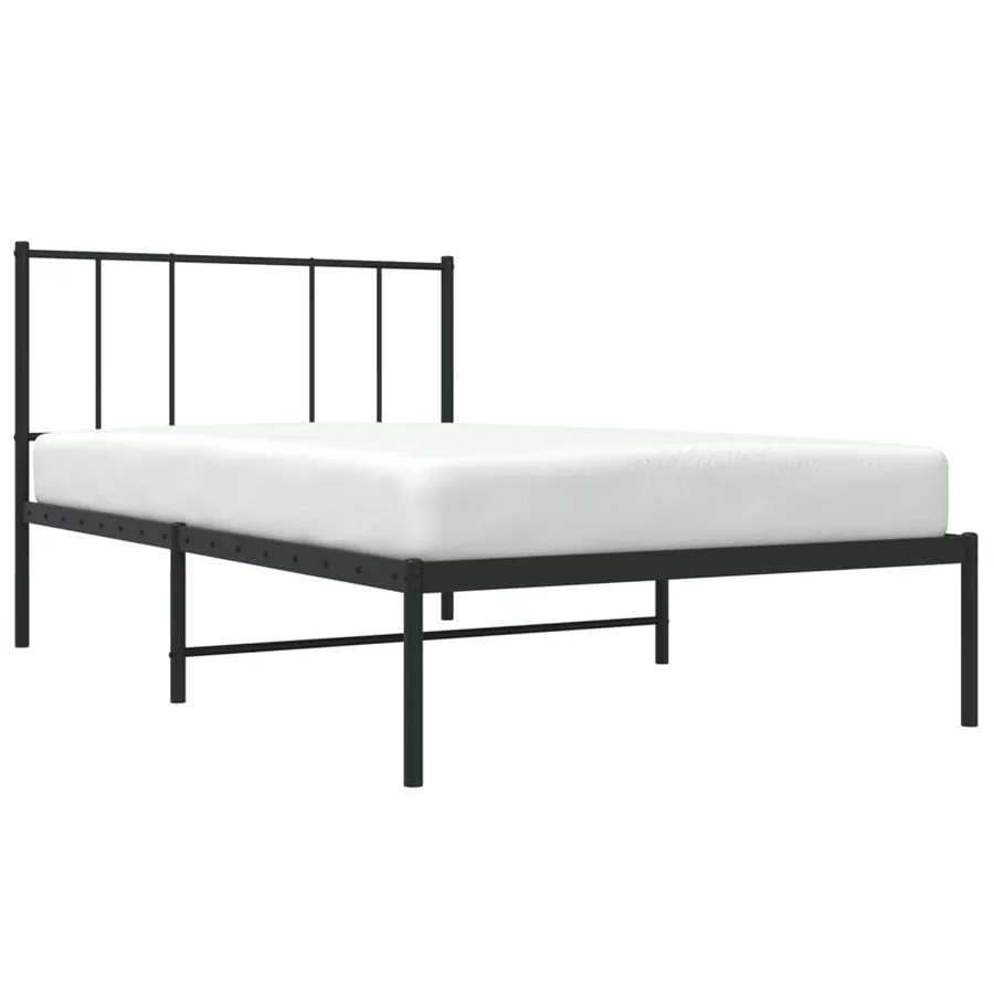 Cadre de lit métal sans matelas avec tête de lit noir 107x203cm - 5