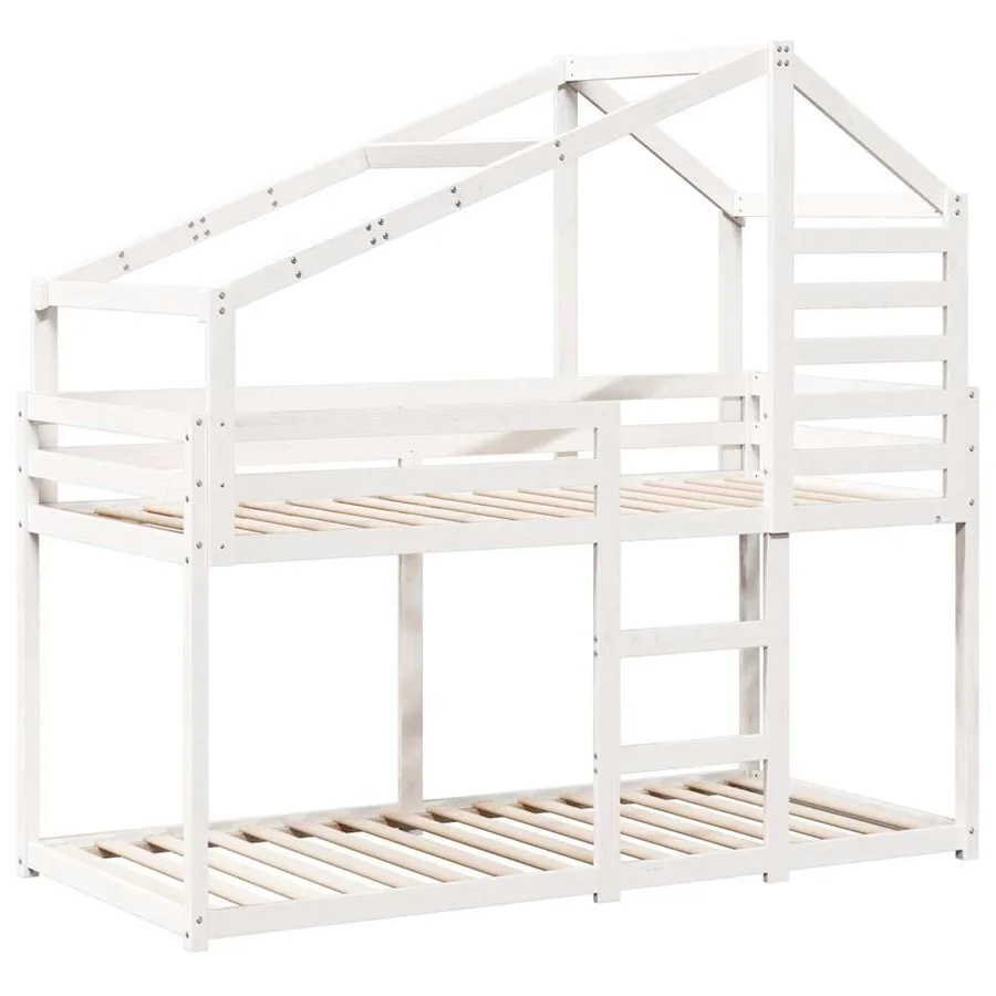 Lit superposé sans matelas blanc 75x190 cm bois de pin massif - 3