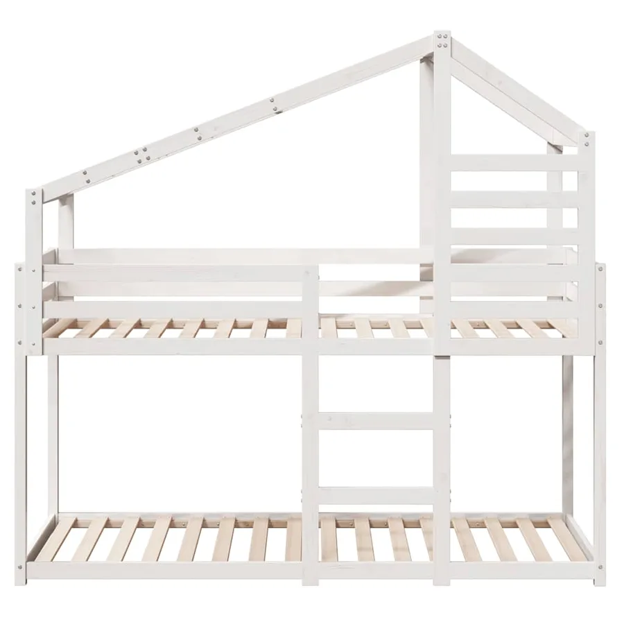 Lit superposé sans matelas blanc 75x190 cm bois de pin massif - 4